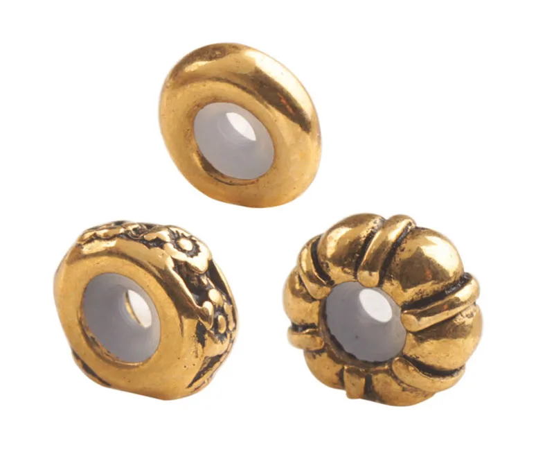 24 шт Золото под старину цветные металлические резиновые пробки Бусины Подходит 3