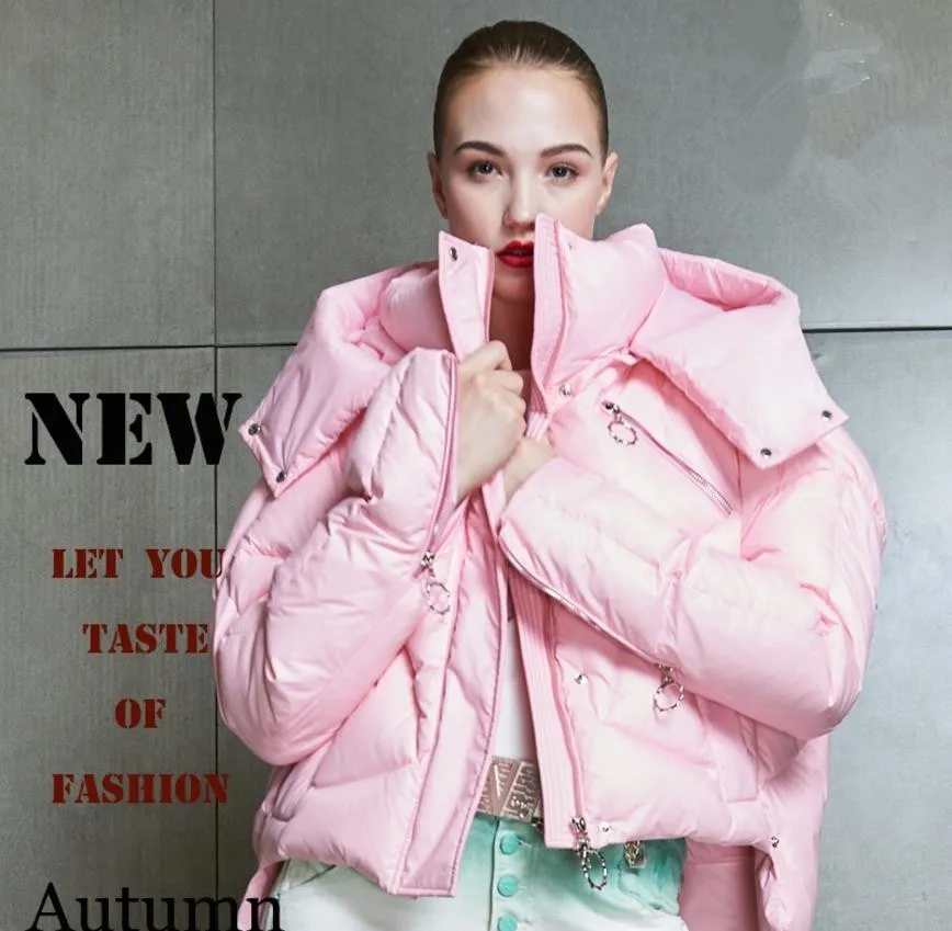 Женская куртка-пуховик на 90% белом утином пуху модная для зимы 2019 | одежда