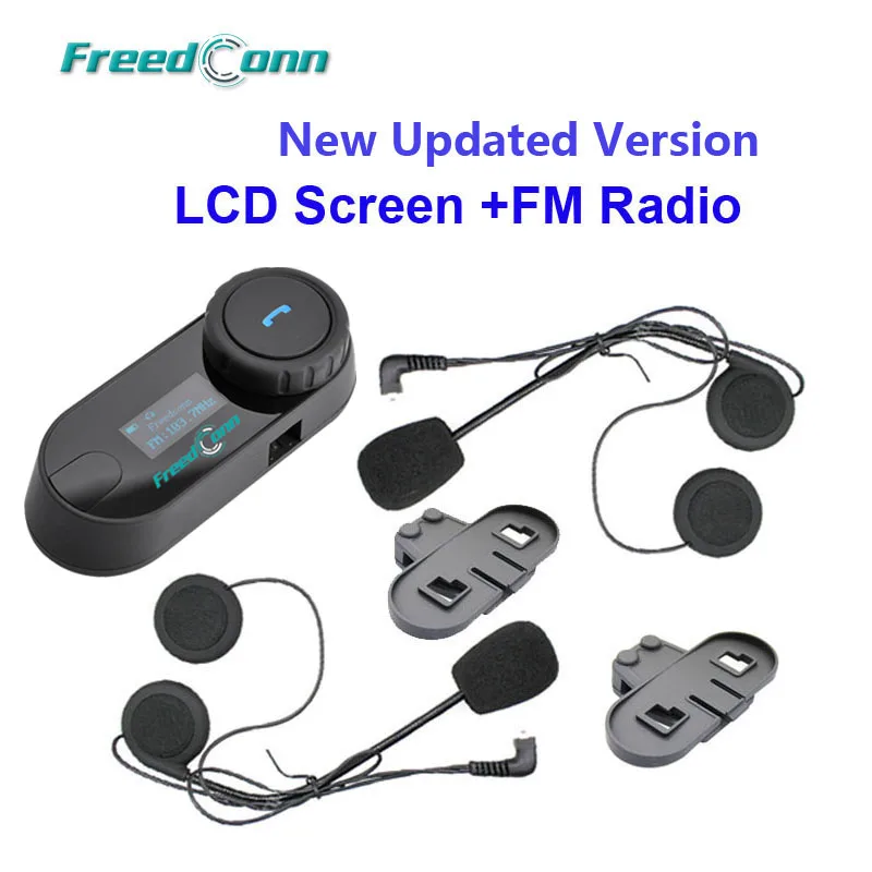 FreedConn бренд TCOM-SC Bluetooth мотоциклетное переговорное устройство шлем с наушниками, с внутренней телефонной связью ЖК-экран с fm-радио+ дополнительный наушник+ кронштейн