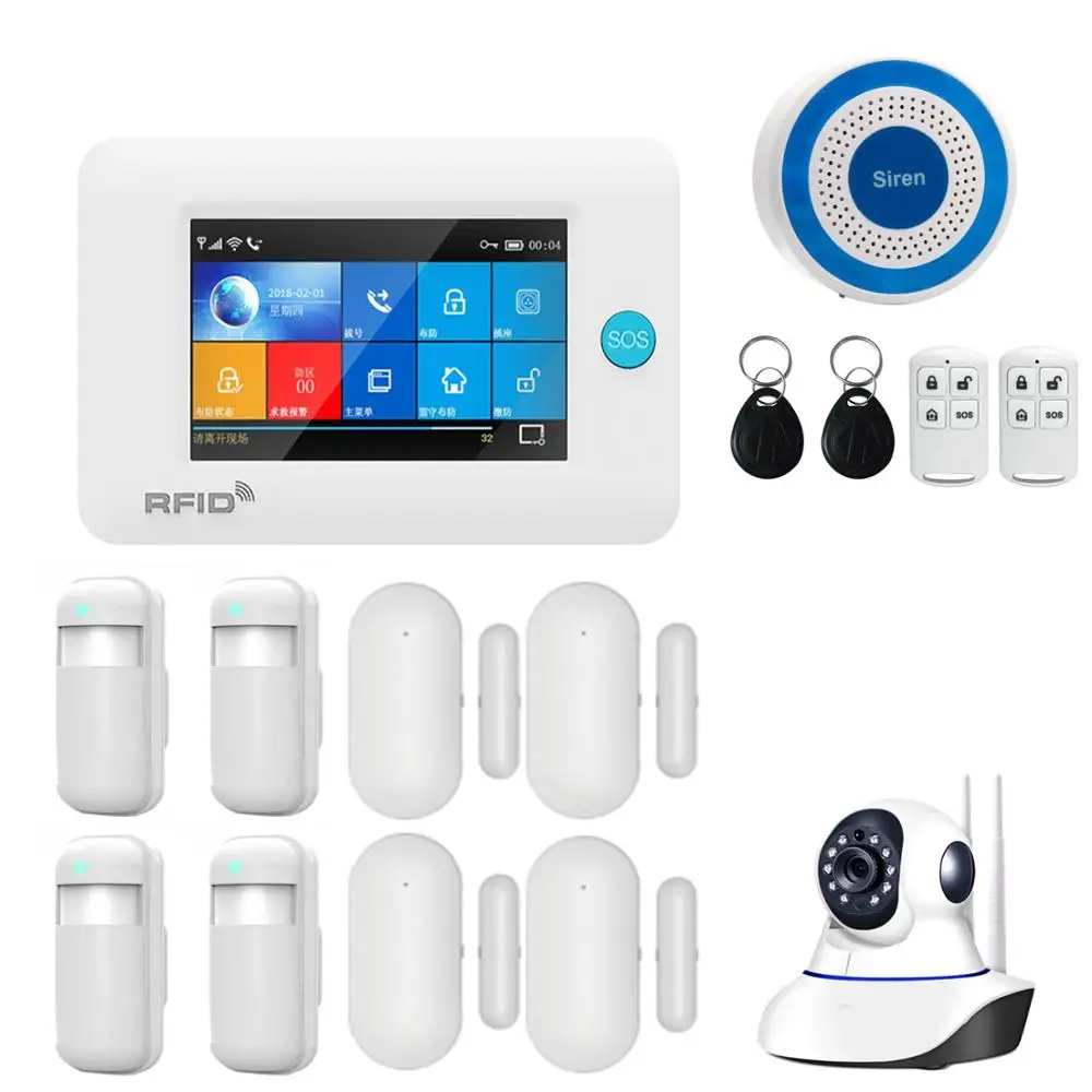 kit 14 Беспроводная WiFi 3g GSM GPRS интеллектуальная домашняя сигнализация 4,3 дюймов сенсорный экран приложение дистанционное управление для умного дома монитор безопасности - Цвет: kit 14