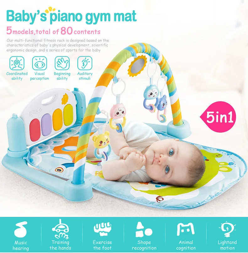 Детский развивающий коврик IMBABY, 5 в 1, музыкальная игрушка, пианино, тренажерный зал, игровой коврик, Детский развивающий коврик, развивающий коврик для спортзала, для 0-36 месяцев