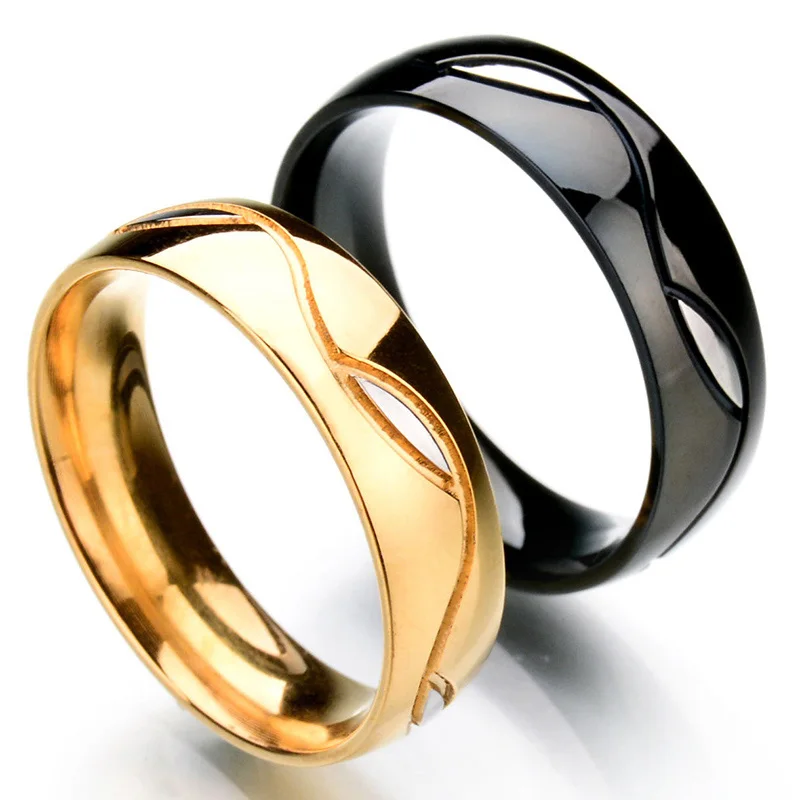 Новый дизайн 6 мм широкое кольцо из нержавеющей стали для пар с волнистым узором