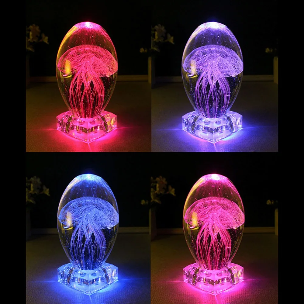 3D животное Медузы Кристалл светодиодный ночник прикроватная Настольная лампа с