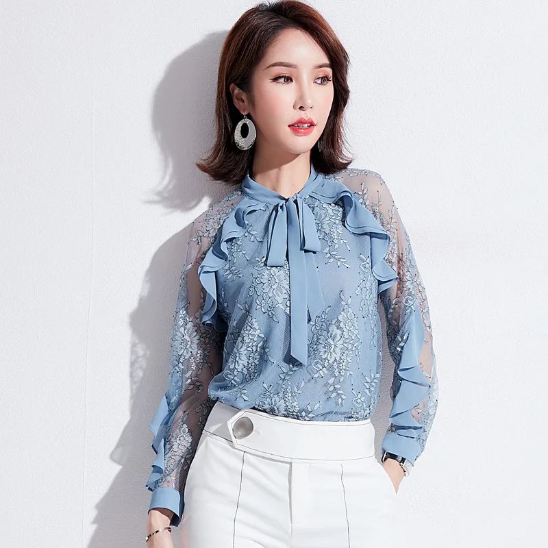 KMETRAM Весенняя женская рубашка модные женские блузки 2020 винтажная шифоновая