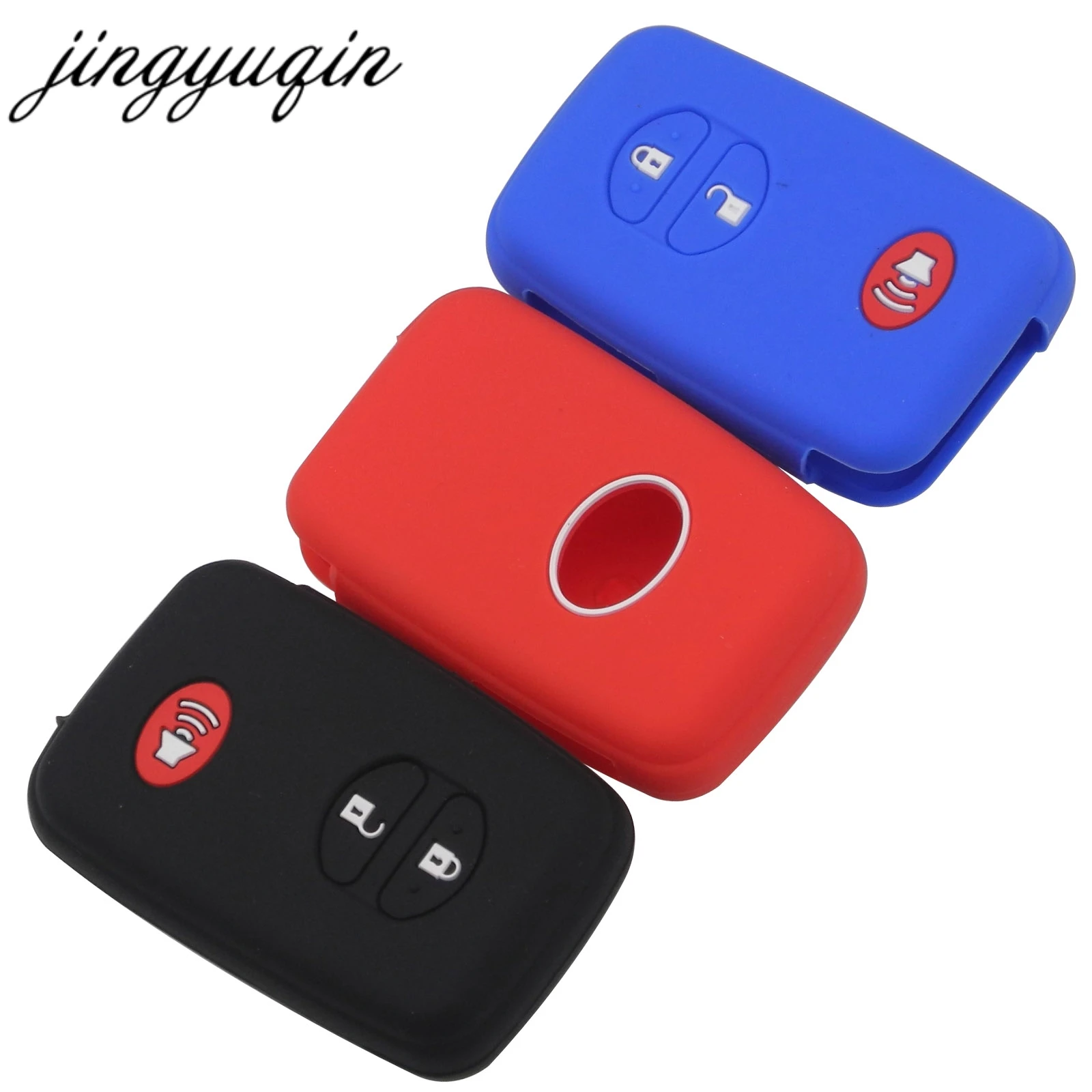 

jingyuqin Silicone Car Remote Key Cover Holder for Toyota Camry Land Cruiser Prado Prius 4Runner Venza 3 Buttons Smart Fob Case