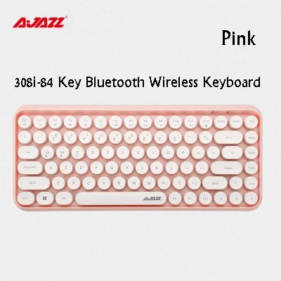 Розовый Ajazz 308i мульти-устройство СТИМ панк ретро круглый колпачок Универсальная Bluetooth беспроводная клавиатура для телефона, планшета, ноутбука - Цвет: Розовый