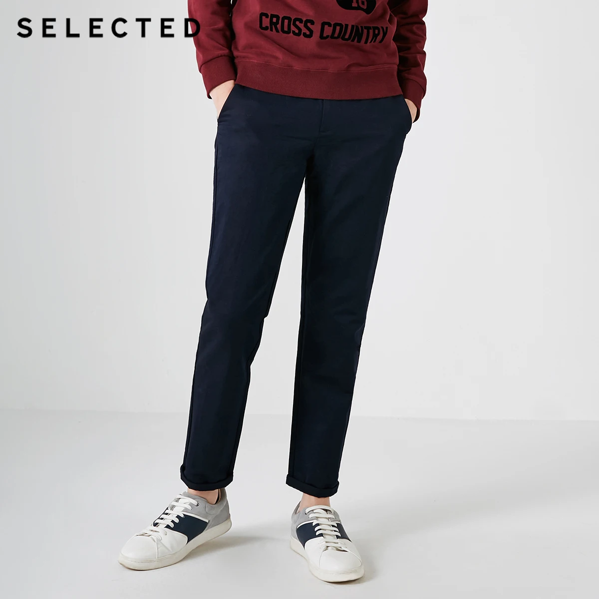 SELECTED Men's Cotton& Linen Light-weight Pure Color Straight Fit Washed Pants S|418314542 - Цвет: ELECTRIC BLUE