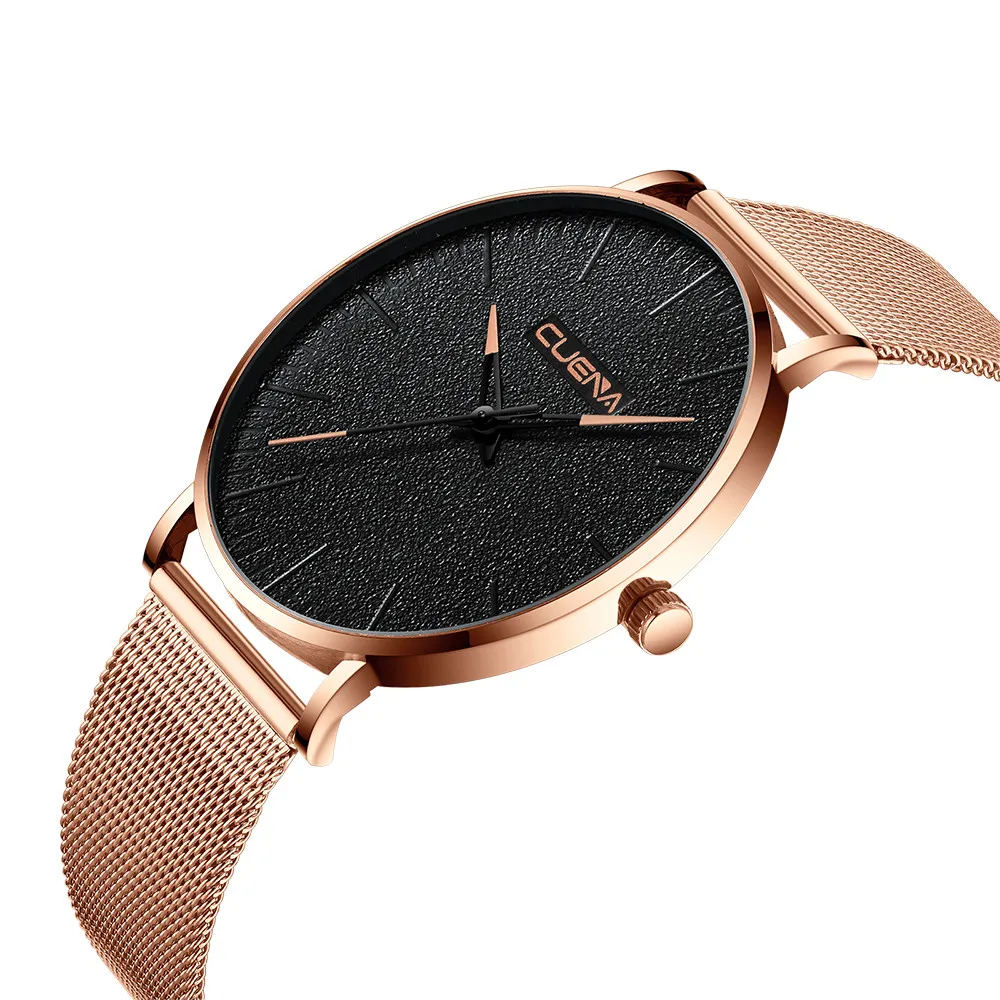 Мужские часы, мужские повседневные часы CUENA, спортивные наручные часы, кварцевые часы из нержавеющей стали с сетчатым ремешком, деловые часы reloj hombre
