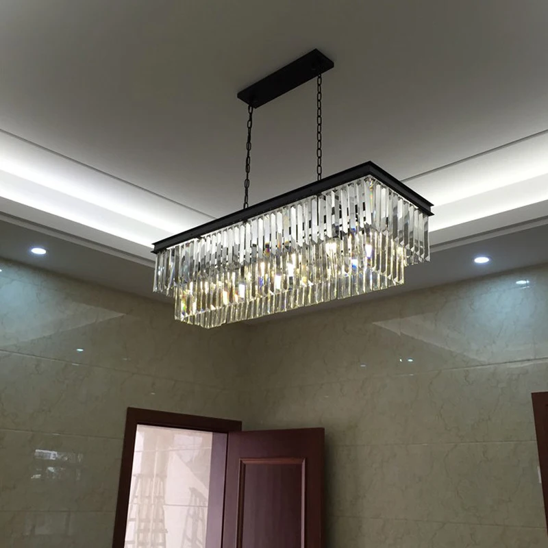 Американская прямоугольная хрустальная люстра в европейском стиле роскошная