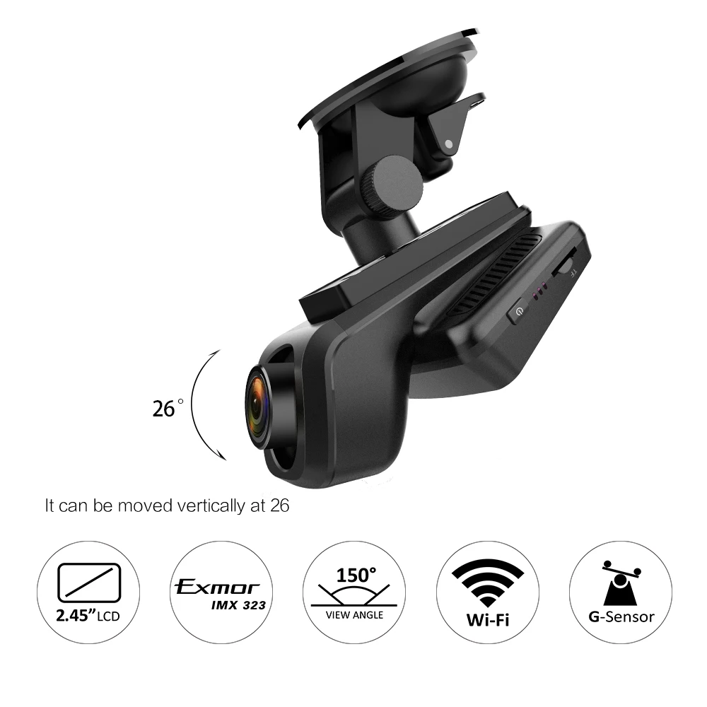 Azdome A307 FHD 1920*1080P Автомобильная видеокамера с WiFi диагональю 2,45 дюйма IPS-экраном, видеорекордером Novatek 96658, автомобильной камерой Sony IMX323 Dash Cam.