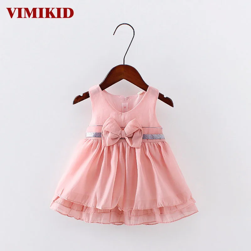 Vimikid Лето 2017 г. Новые девушки пояс бабочка Сетчатое платье детская одежда для