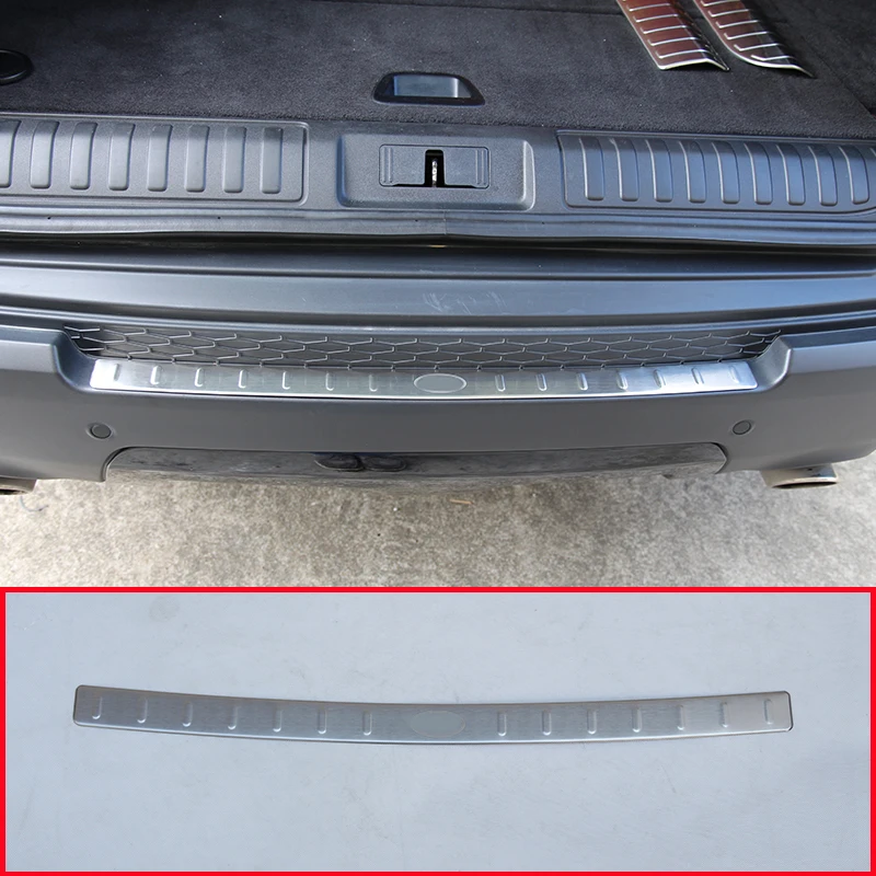 

2 Style Stainless Steel With logo Outside Rear Bumper Protector Sill Plate Cover For Land Rover Range Rover Sport 2014-2017