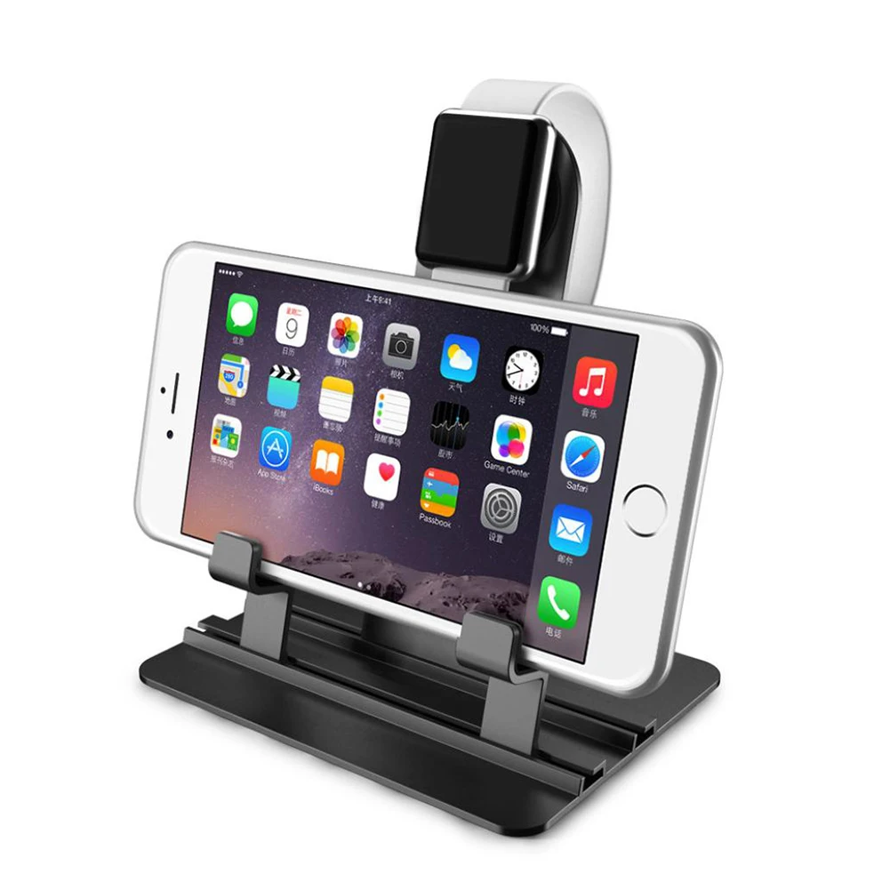 2 в 1 Подставка для зарядки для Apple Iwatch для IPhone из нержавеющей стали съемный держатель для телефона Поддержка настольная подставка