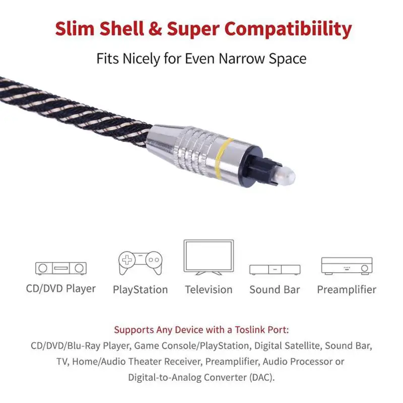1m 2m 3m Digital Sound Toslink to Mini Cable 3.5mm SPDIF Optical 3.5 Audio Adapter | Электроника