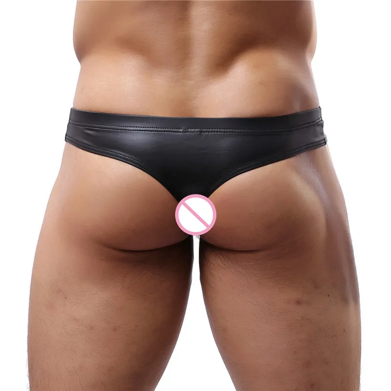 Сексуальное мужское нижнее белье YUFEIDA черные Трусы стринги из искусственной кожи