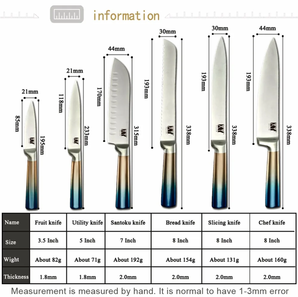 XYj кухонный нож из нержавеющей стали для фруктов утилита Santoku нарезки хлеба