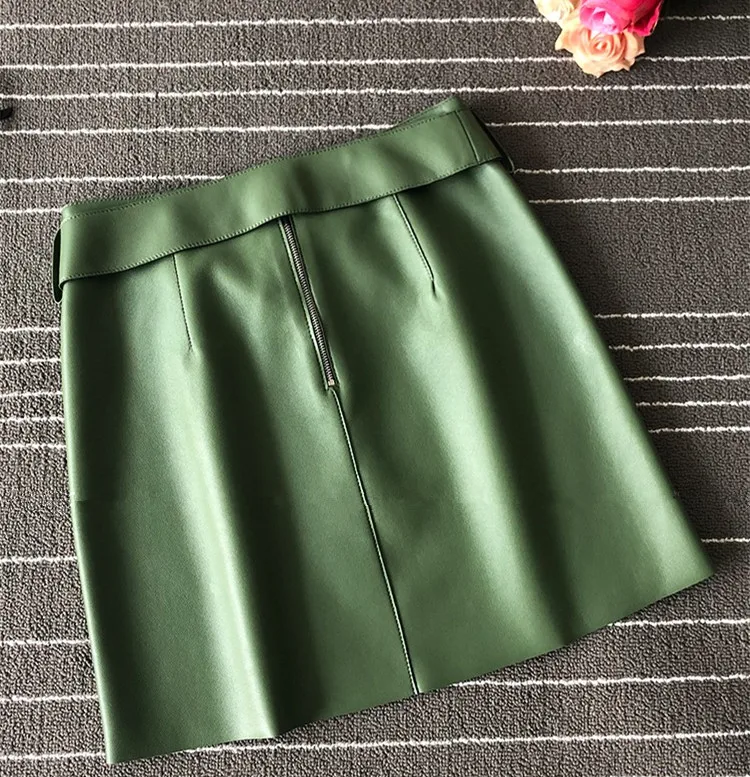 Шикарная Женская Высококачественная юбка трапециевидной формы из овечьей кожи