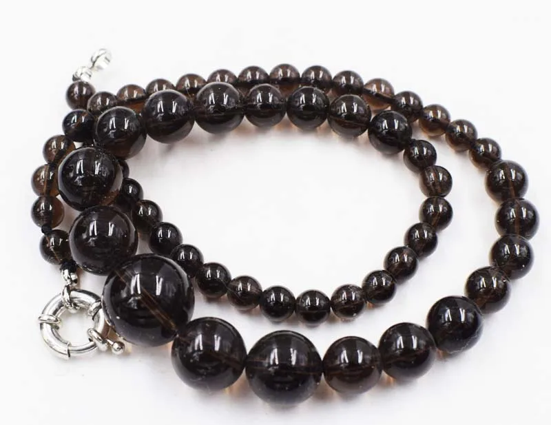 Smoky quartz 6-14mm round necklace 18inch wholesale beads nature FPPJ woman 2018 | Украшения и аксессуары