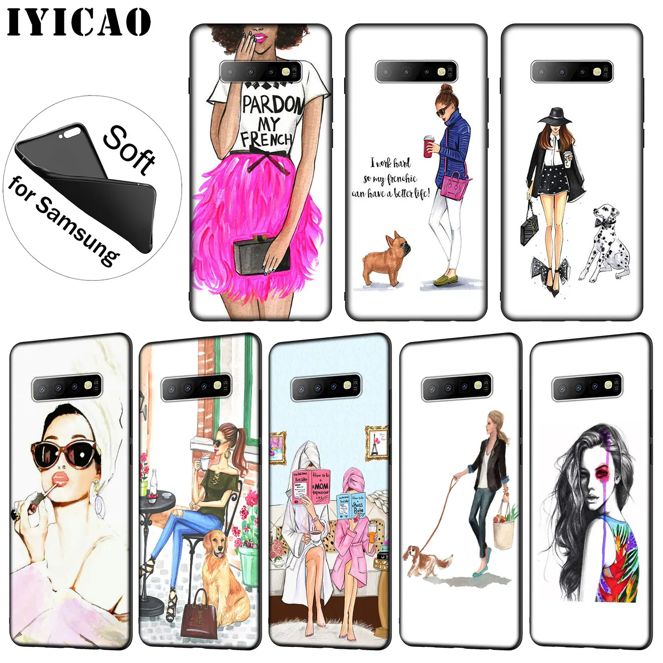 Модный тонкий мягкий чехол для мамы и дочки IYICAO Samsung Galaxy S10 S9 S8 Plus S6 S7 Edge S10e E |