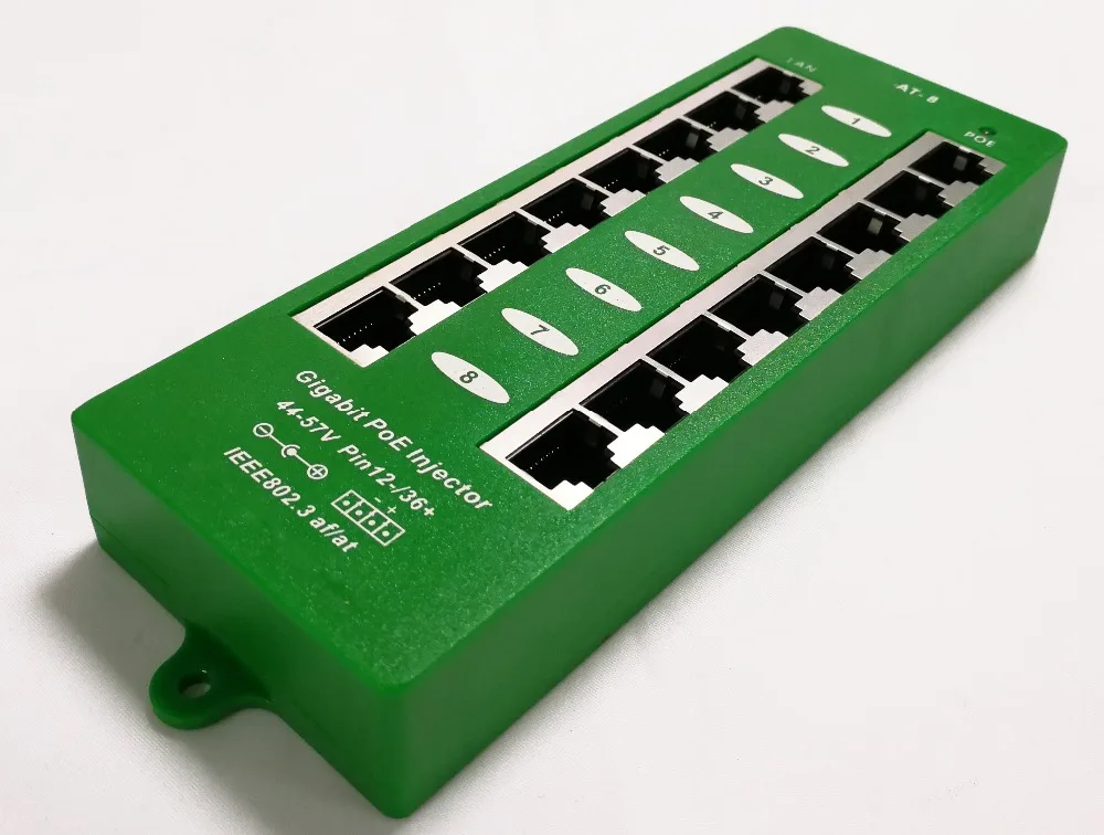 AT 8 56v120w | портовый гигабитный инжектор питания по Ethernet 802.3af с 56 вольтовым 120