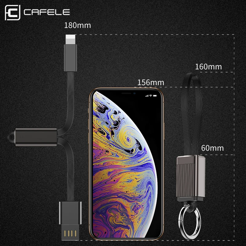 CAFELE 2 в 1 чемодан Мини Брелок Micro USB кабель для iPhone X Xr XS MAX 8 7 6s plus 2A Быстрая зарядка 18 см кабель для huawei