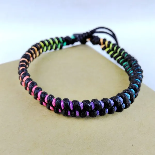 2pcs 2016 new fashion handmade silk twist wrist bracelet bangle cuff unique charm women men best gift colorful rainbow PUNK | Украшения и