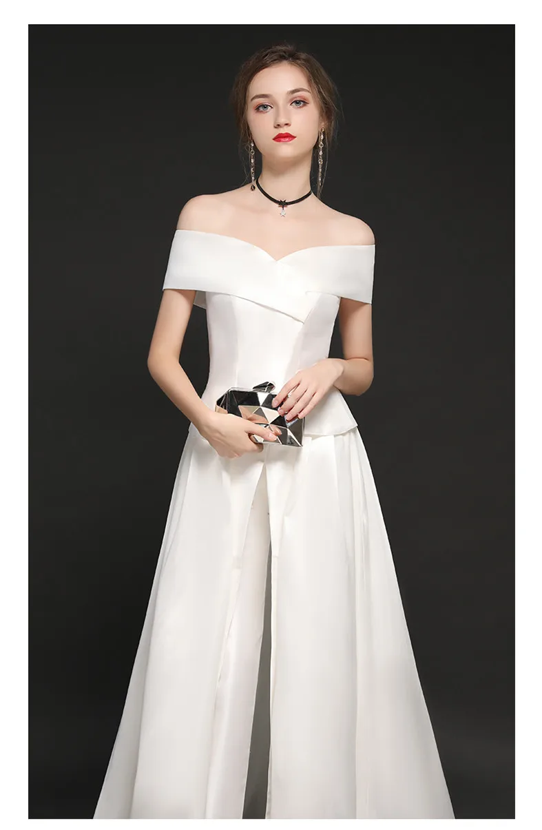 Robe De Mariee, свадебные комбинезоны, вырез лодочкой, Новое Очаровательное атласное свадебное платье с открытыми плечами, Vestidos de Novia, платье невесты