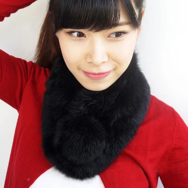 Шарф из натурального кроличьего меха накидка шаль для шеи теплая 7 цветов