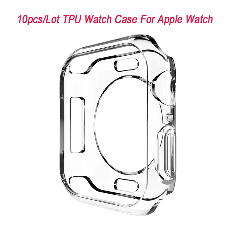 

ТПУ силиконовый чехол для часов Apple Watch 38, 40, 42, 44, Прозрачный бампер для iWatch Series 6, 5, 4, 3, 2, 1, 10 шт./лот
