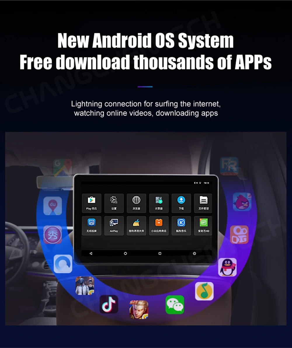 Ультратонкий автомобильный Android заднее сиденье мультимедийных развлечений Quad-core ips дисплей подголовника автомобиля с 4K USB TF BT Wi-Fi 2 шт./пара
