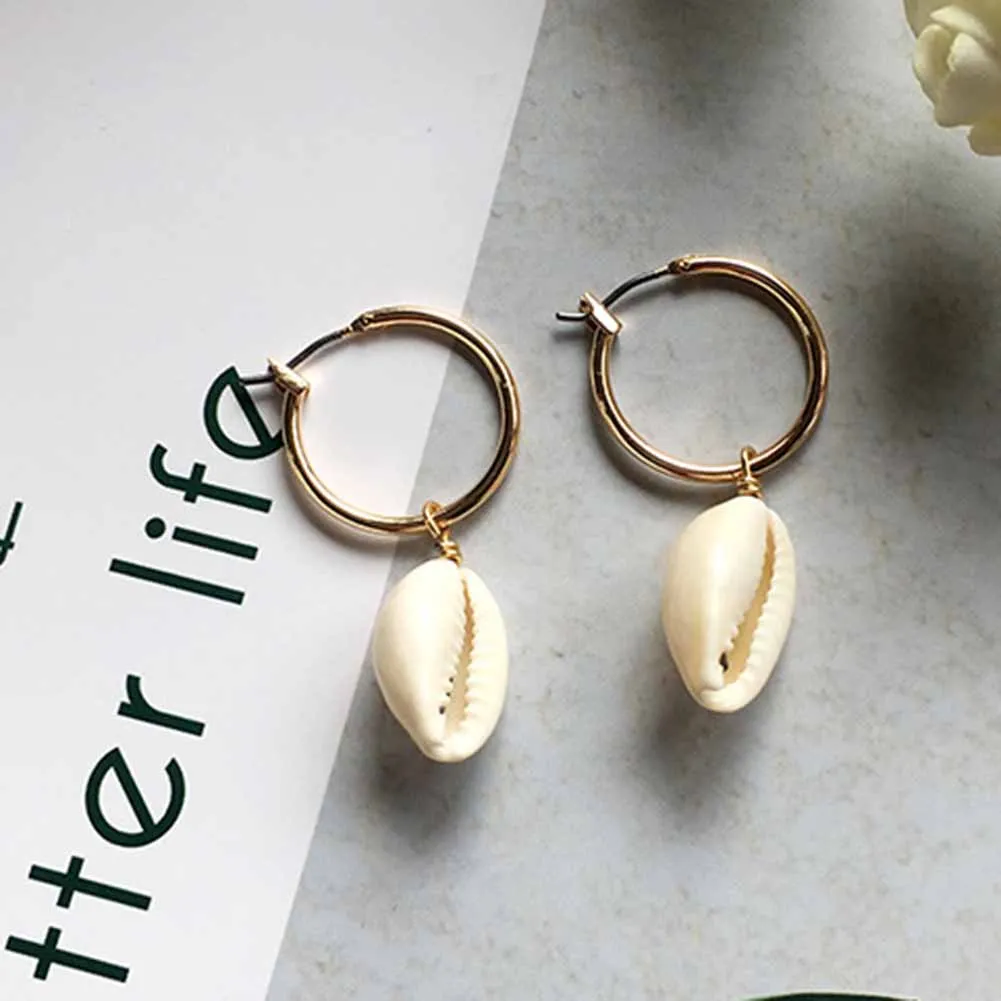 Модные женские туфли Sea Shell Серьги Huggie себе летние пляжные вечерние ювелирные