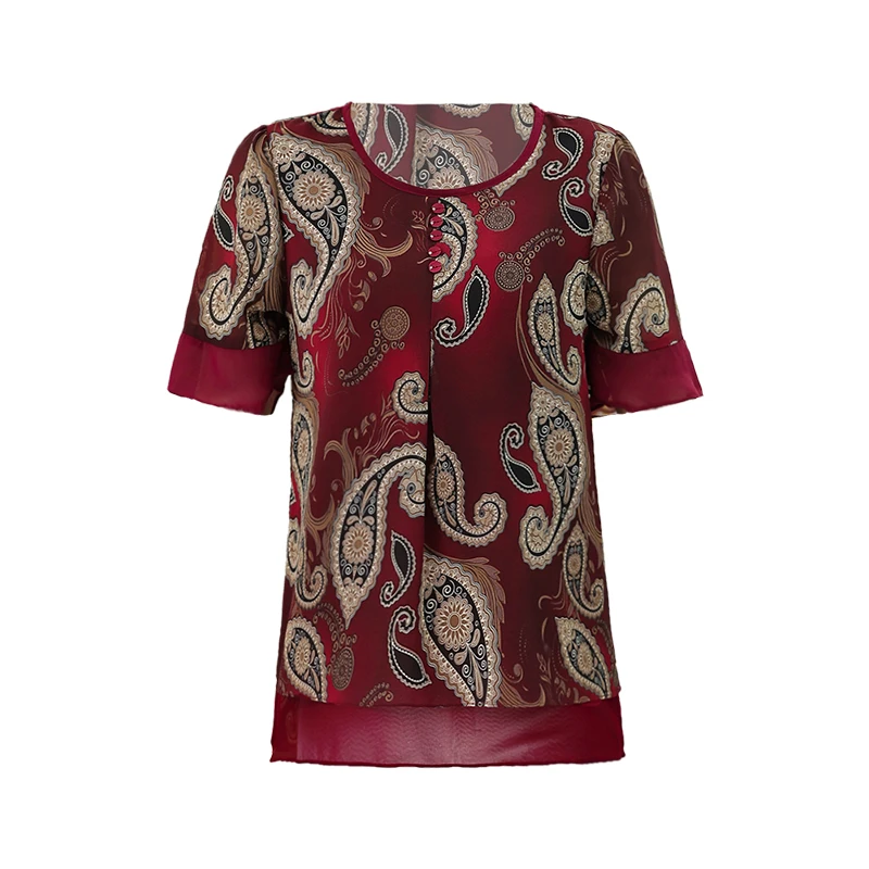 2021 Summer Mother Clothes Plus Size O-Neck Short Sleeve Printed T-Shirt Middle Age Women Tops Camiseta Bottoming Shirt | Женская одежда