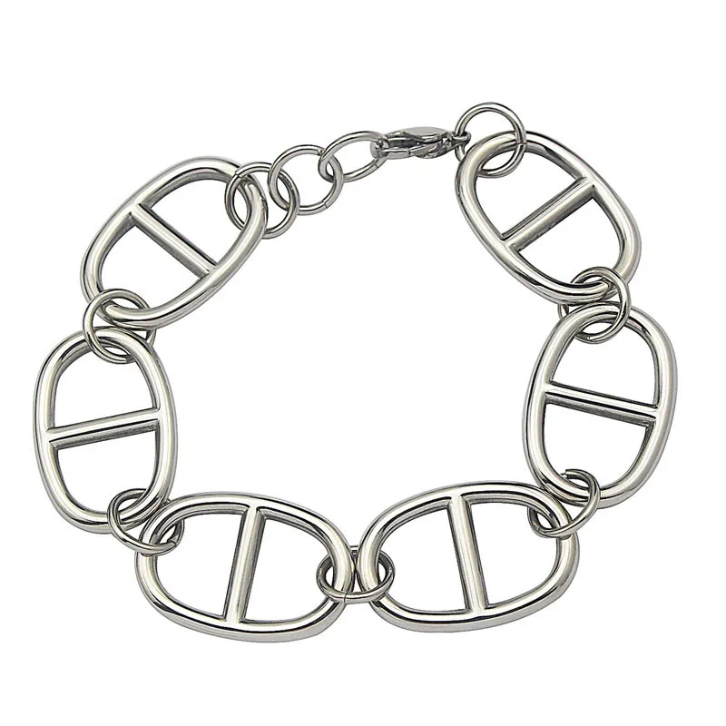 COUYA Jewelry Bracelets for Women Men of Bracelets 23CM Length Chain Charm Bangles Fashion Clothing Jewelry Wholesale B10018 - Окраска металла: big link