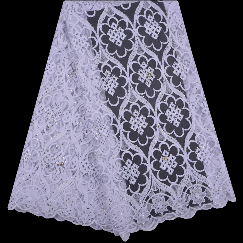

White African Lace Fabrics 2018 High Quality Cord Guipure Lace Fabric For Women Dress Nigerian Water Soluble Lace Fabric F1257