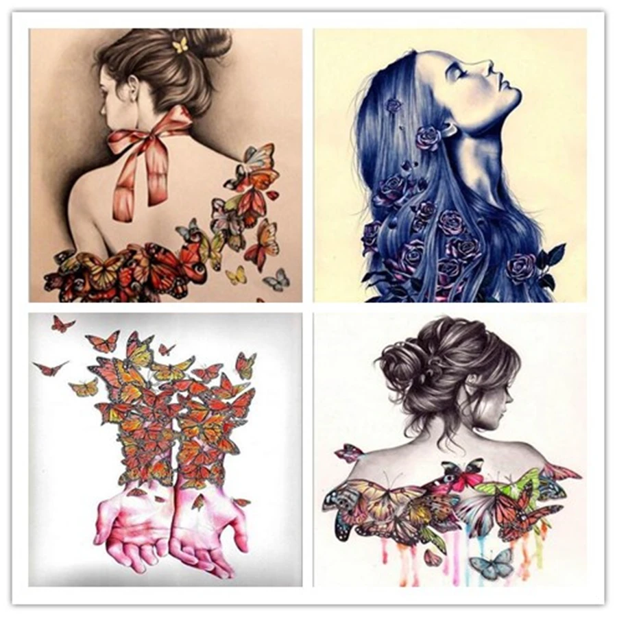 

Алмазная вышивка «сделай сам» с бабочкой и девушкой 5D, алмазная живопись, вышивка крестиком, мозаичный узор, квадратные Стразы, домашний дек...