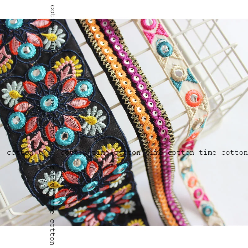 5yards Indian Trim Embroidered lace colorful Gypsy Lace Fabric Band Sawing Accessory for fashion cloth Bags home deco accessory | Дом и сад