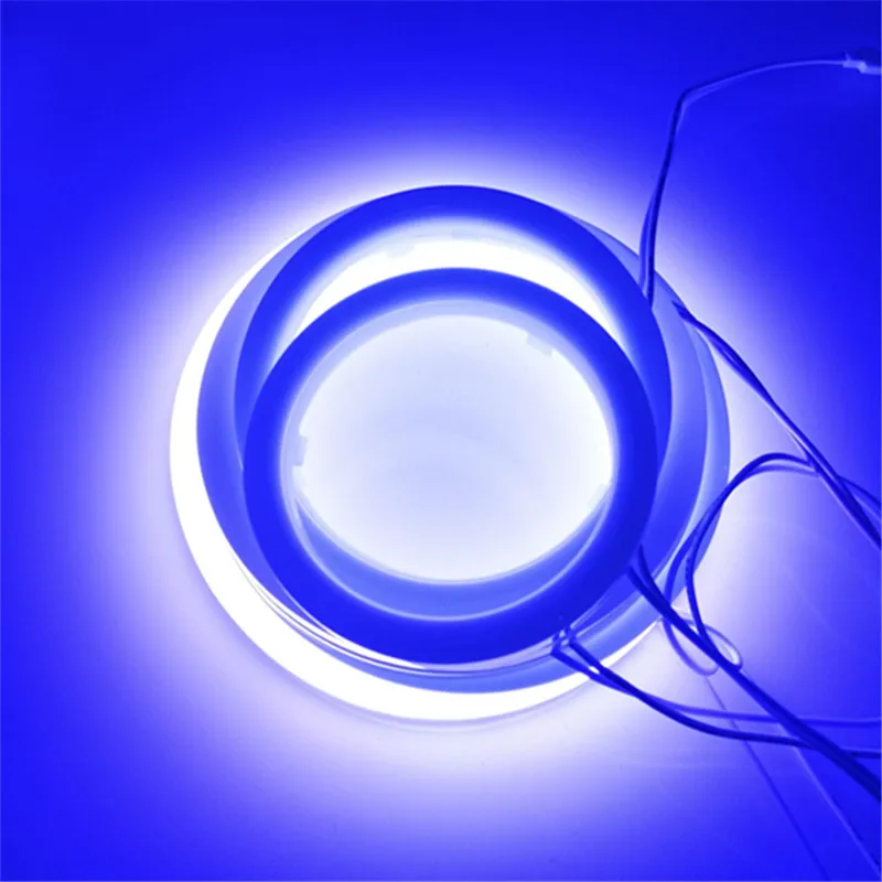 Надеясь 2X синий 60 70 80 90 95 100 110 120 мм Ангел глаз авто DRL фары halo Кольцо led с крышкой противотуманных фар мотоцикла