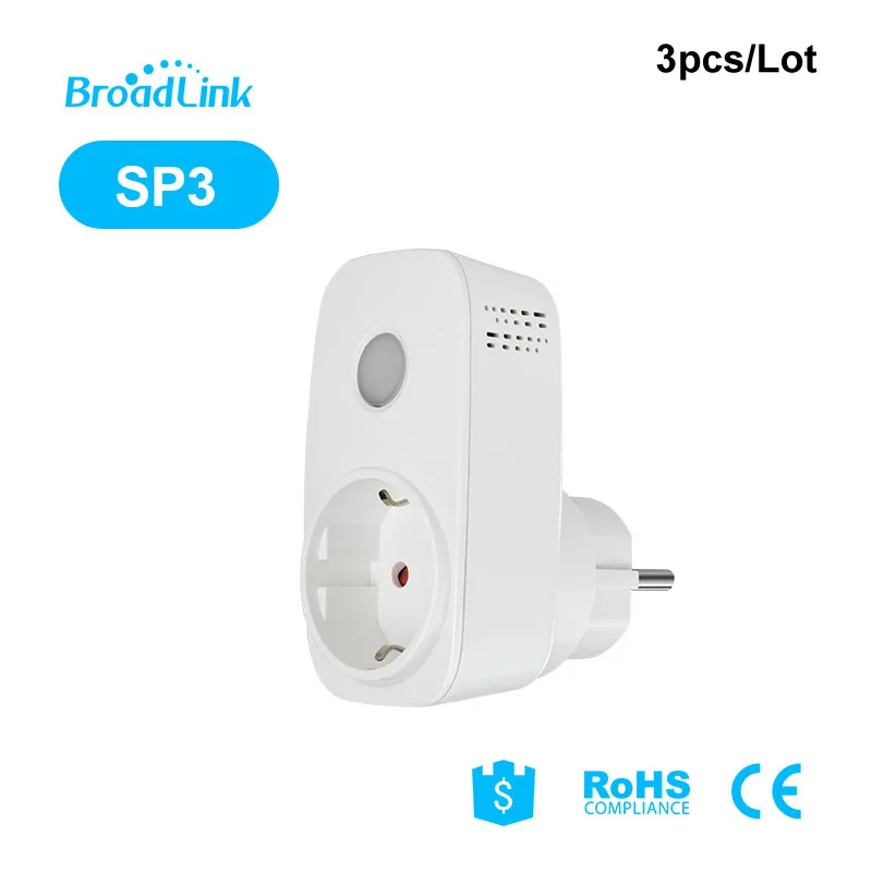 3 шт., Broadlink SP3, штепсельная вилка европейского стандарта, 16А, Wifi, умная розетка, беспроводное приложение, дистанционное управление, розетка, переключатель синхронизации для умного дома, автоматизация