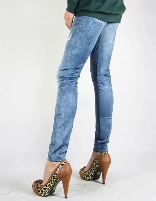 Женские обтягивающие джинсы без ног леггинсы джеггинсы с принтом штаны # C |