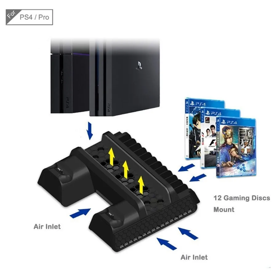 OIVO PS4/PS4 Slim/PS4 Pro вертикальная подставка двойной контроллер зарядное устройство Охлаждающие вентиляторы охладитель зарядная станция для sony Playstation 4