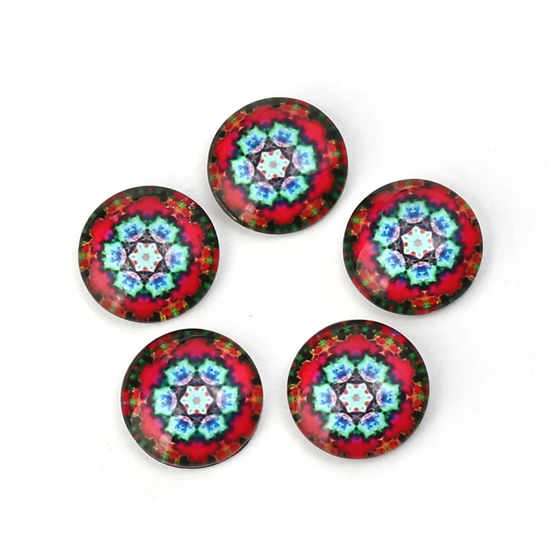 DoreenBeads стекло купольное уплотнение круглый кабошон Flatback многоцветный цветочный