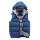 Мужская Утепленная куртка без рукавов, теплая зимняя безрукавка из 2018 хлопка с капюшоном, Повседневная ветровка, 100%