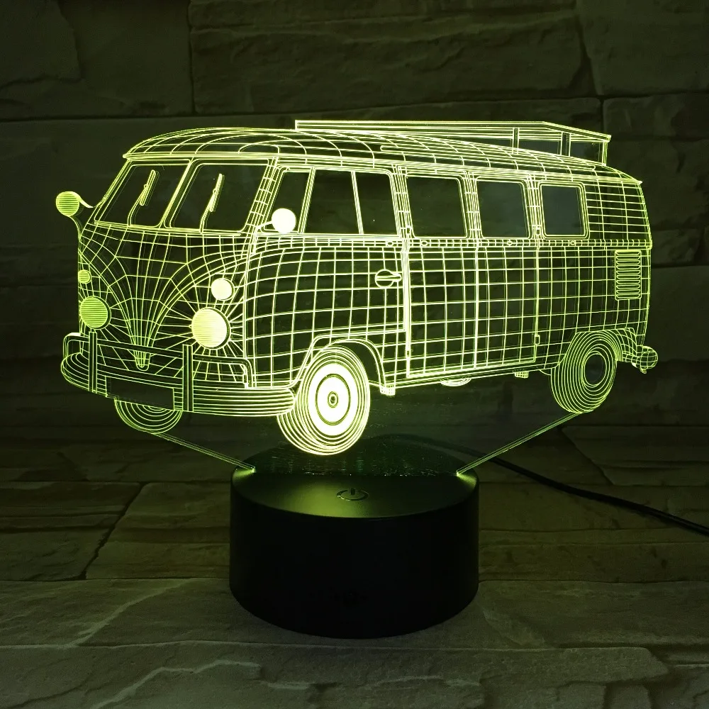 3D светильники для кемпинга школьного автобуса светодиодная цветная акриловая