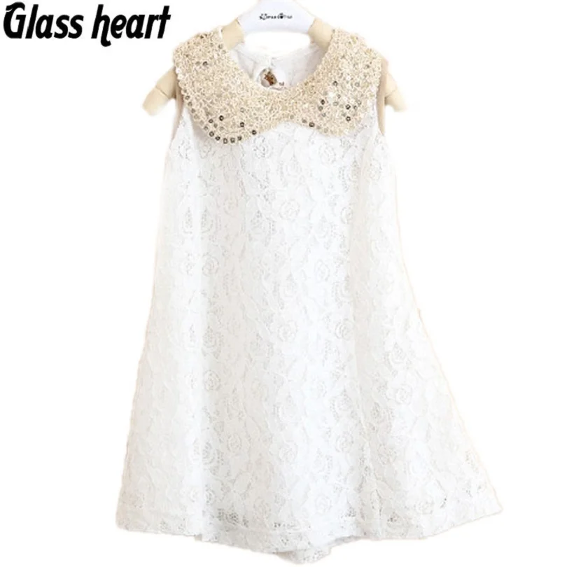 Lace Deguisement Fille Enfant Girl Dress Kids Clothes Summer Sequin Collar Baby Party Evening Jurken Children Clothing | Детская одежда