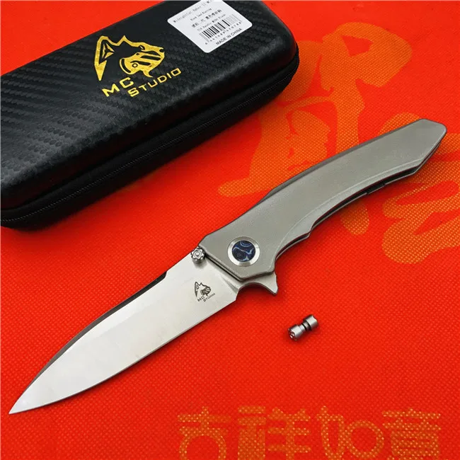 A MAXACE Полуночный Кот складной нож M390 сталь-в-одном титановый сплав ручка Открытый Кемпинг рыболовные инструменты - Цвет: A