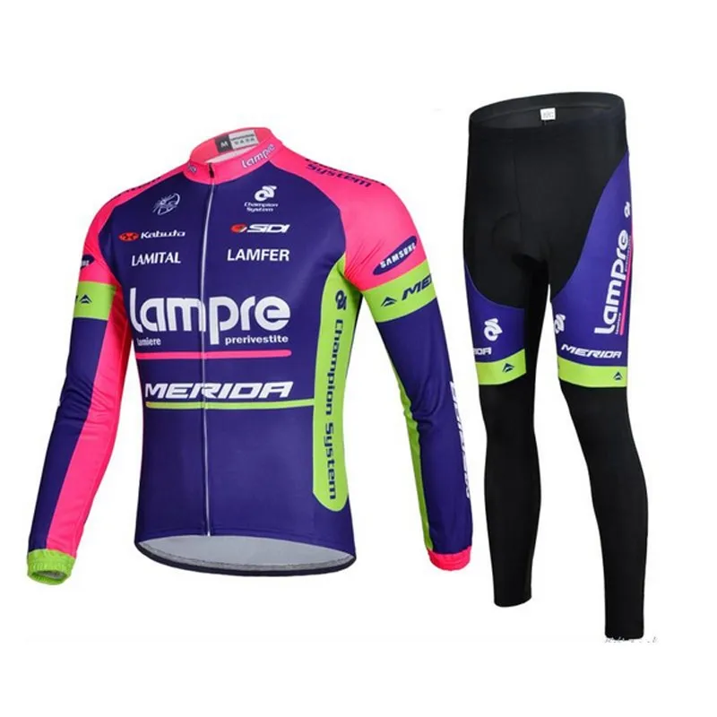 Winter 13 Зимний термальный флис Lampre Команда Велоспорт длинный рукав, дышащий Велоспорт Джерси одежда MTB велосипедная одежда - Цвет: Winter 13