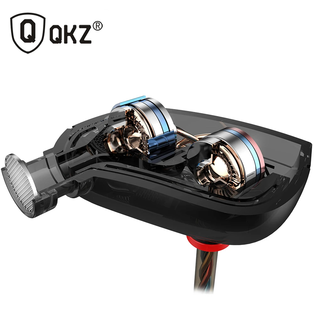 QKZ ZN1 двойной драйвер наушники и гарнитуры мини Extra Bass Turbo широкой звуковой полевой