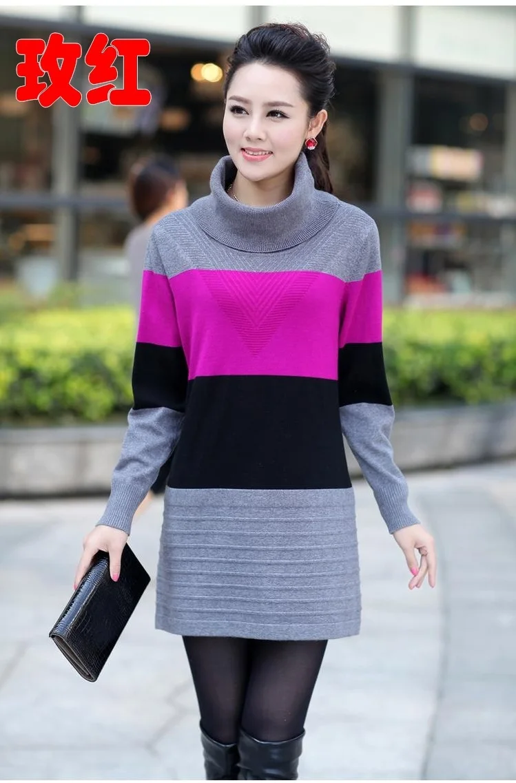 

Autumn and winter wome medium long sweater sweater basic slim sweater outerwear