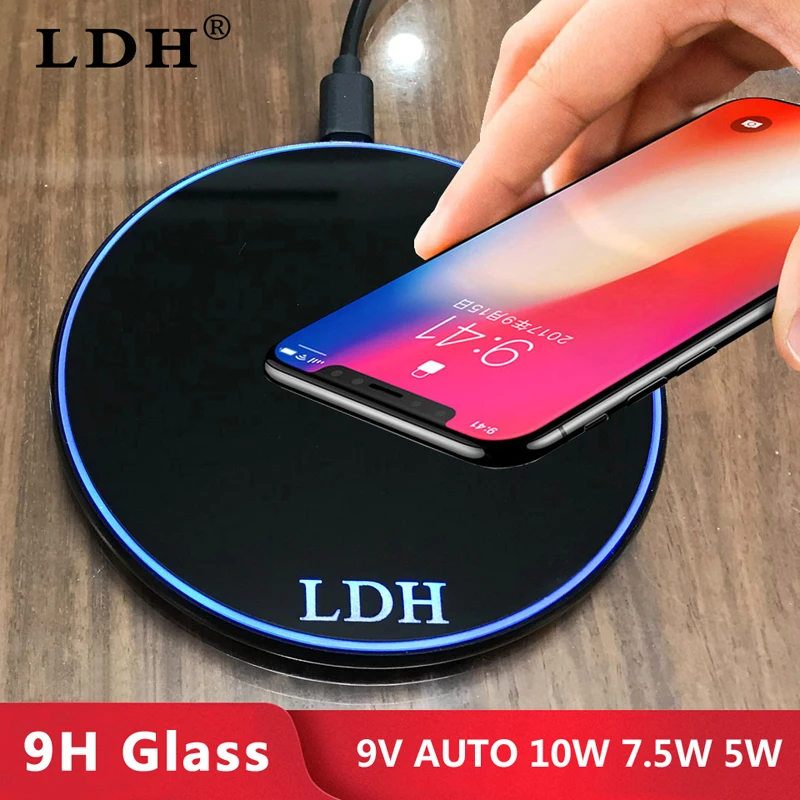 LDH 10 Вт 7,5 Вт Qi Беспроводной Зарядное устройство для iPhone X XS Max XR 8 плюс быстрая Беспроводной зарядки для samsung galaxy S9 S8 Note 9 8 S7+ край