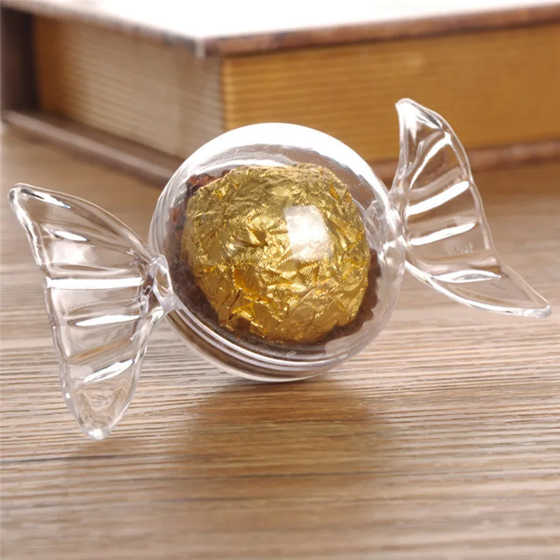 Прозрачная конфетная окантованная пластиковая коробка для свадьбы дня рождения